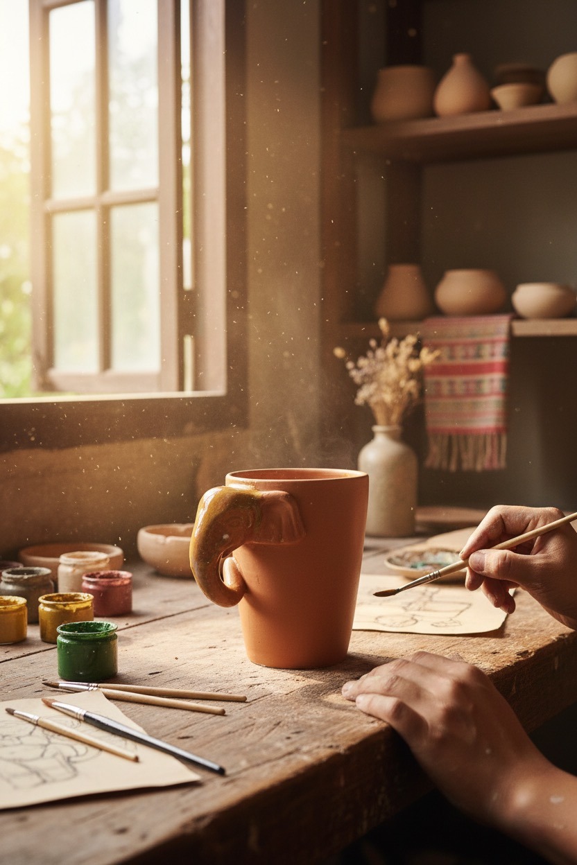 แก้วช้างนำโชค |แก้วกาแฟเซรามิกรูปช้างแสนน่ารัก | แก้วมัคช้างมินิมอล แก้วเซรามิกช้างแฮนด์เมด markceramic! ปั้นและเพ้นท์ด้วยมืออย่างพิถีพิถัน - Image 19